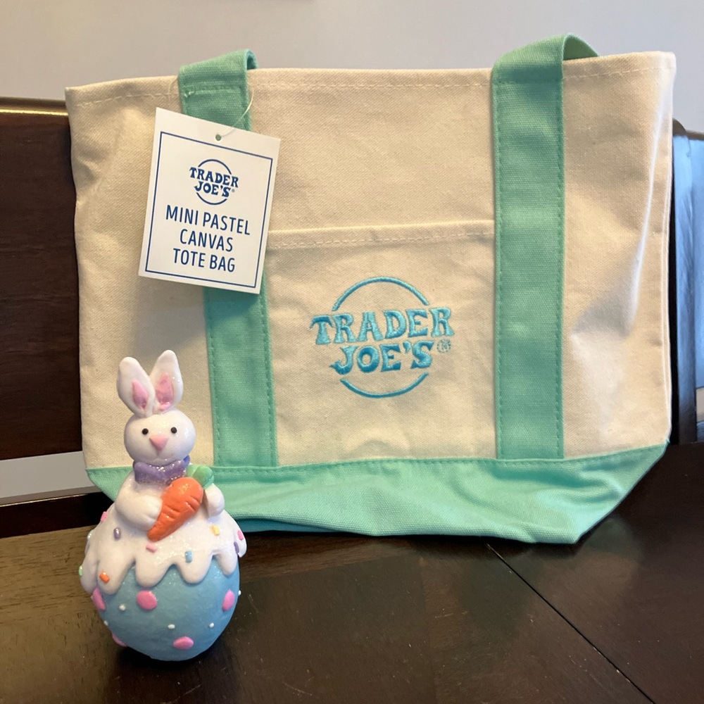 Trader Joe's Mini Pastel (Green) Canvas Tote Bag